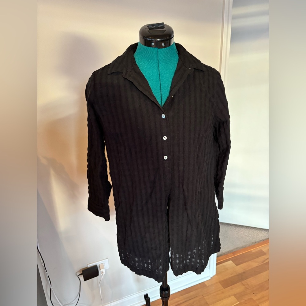 J.Jill 100% Cotton Black Gingham Button-Up, Like New XS